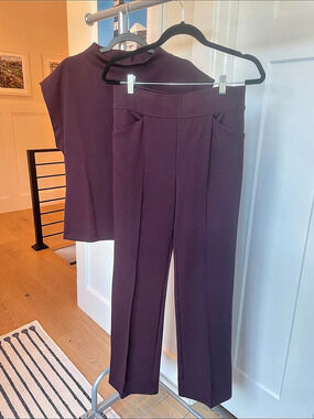 Talbots Deep Wine Top & Pants Outfit